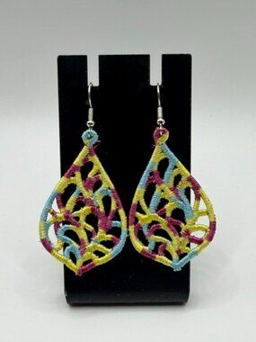 Homemade Multicolored Lace Teardrop Earrings